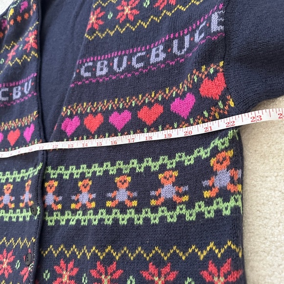 United Colors Of Benetton Small Button Up Violet Colorful Cardigan Sweater VTG - Picture 6 of 10